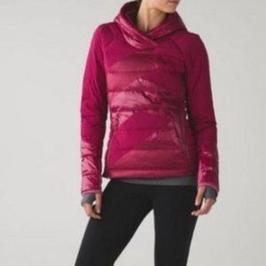Lululemon Down Right Cozy Pullover Berry Rumble Size 8 Goose Down